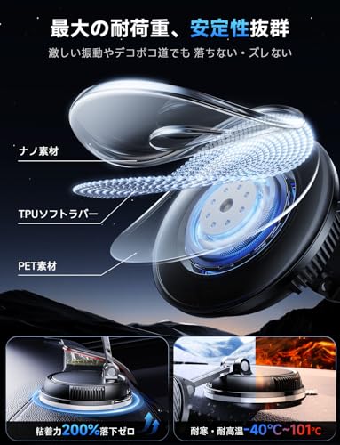 スマホホルダー 車 ワイヤレス充電 マグネット【15W急速充電+真空吸盤の最強コンビ】安定性拔群 車 スマホスタンド【超強磁力】24×N55磁石 Mag-safe 車載 【360°回転な台座×多角度自由調節】カー用品 車載スマホホルダー LEDライト マグセーフ 車載 充電器 片手操作 1秒で着脱 車用品 携帯ホルダー 折りたたみ式 高級合金素材 iPhone&Android多機種と多車種が対応 中間 画像