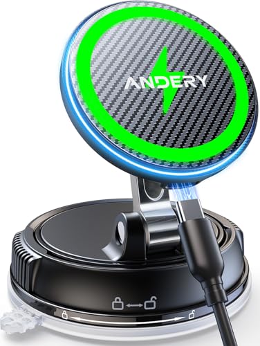 スマホホルダー 車 ワイヤレス充電 マグネット【15W急速充電+真空吸盤の最強コンビ】安定性拔群 車 スマホスタンド【超強磁力】24×N55磁石 Mag-safe 車載 【360°回転な台座×多角度自由調節】カー用品 車載スマホホルダー LEDライト マグセーフ 車載 充電器 片手操作 1秒で着脱 車用品 携帯ホルダー 折りたたみ式 高級合金素材 iPhone&Android多機種と多車種が対応 1枚目 画像