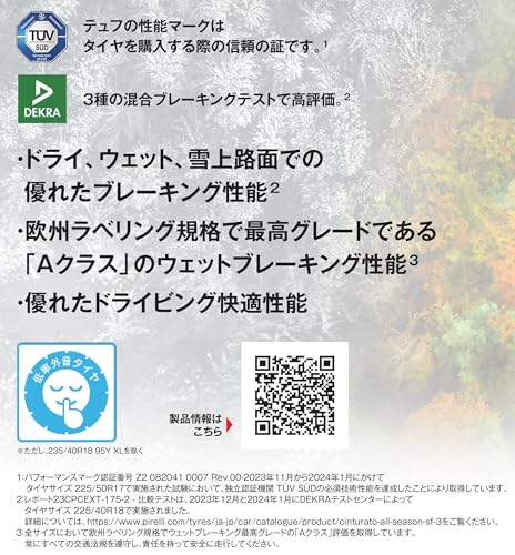 PIRELLI(ピレリ) オールシーズン 225/45R17 CINTURATO ALL SEASON SF 3 94W XL タイヤのみ・ホイールなし 4本セット 4311000 最後 画像
