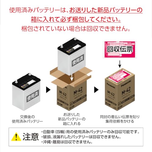 パナソニック(Panasonic) 国産車バッテリー N-M42R/EP アイドリングストップ車用【使用済みバッテリー回収用着払伝票付き】 中間 画像