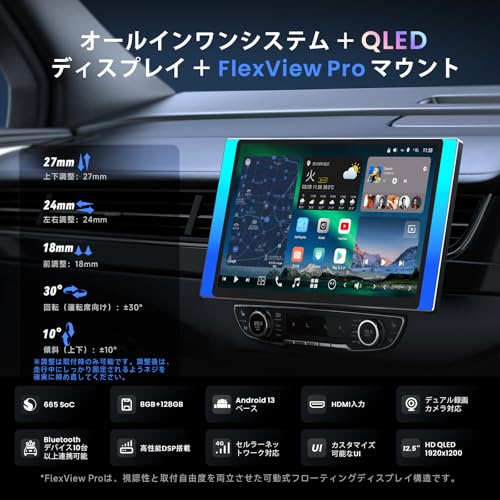[12.5インチ QLED] ATOTOZONE AI搭載 シングルDIN＆ダブルDIN対応アンドロイドナビ車載ステレオ 、8G+128G、フローティングディスプレイオーディオ、7.1.2サラウンドオーディオ、4G LTE、ワイヤレスCarPlay＆Android Auto、デュアルバンドWiFi、36B-EQ、2カメラ同時録画対応、X10G125E-R3 最後 画像