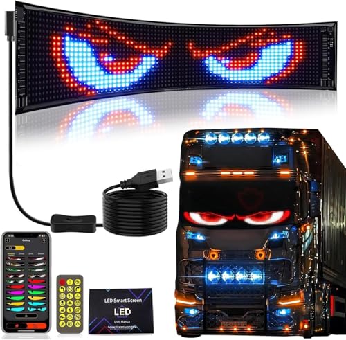 デビルアイ ライト 車用デビルアイライト 車 デビルアイ ライト 電光掲示板 led マトリックス デビルアイ トラック 柔軟 折りたたみ式 軽量 防水 車載 店舗 看板 多言語显示 流れる 点滅 編集可能なパターン & テキスト 多機能装飾看板 複数のパターン素材から選択 スマホアプリ & リモコン制御 家庭用 車用 店舗用 広告用 リモコン付き(192x1330mm)16*144ピクセル 1枚目 画像